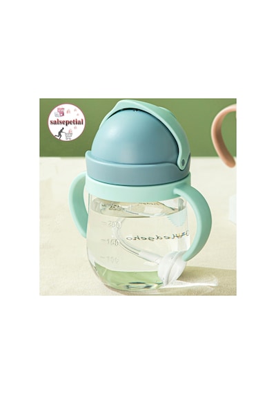 Türkçe Konuşan Şarkı Söyleyen 23cm Et Bebek 250ml Figürlü Pipetli Bebek Matara Biberon 2'li Set Yeşil