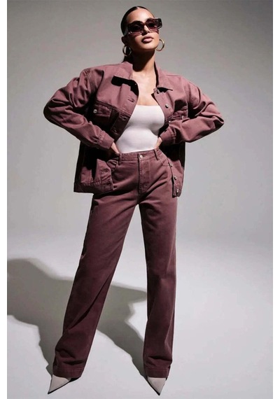 American Rag Cie Şık Ve Rahat Oversize Boyfriend Denim Pantolon - Mid Bel Geniş Paça Kahverengi
