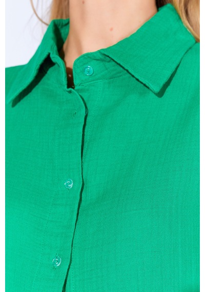 Manche Benetton Kolları Salaş Yıkamalı Müslin Oversize Rahat Kalıp Kadın Basic Gömlek Mks166881-01 Manche Benetton Kolları Salaş Yıkamalı Müslin Oversize Rahat Kalıp Kadın Basic Gömlek Mks166881-01