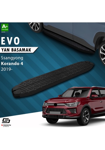 S-dizayn Ssangyong Korando Evo Siyah Yan Basamak 183 Cm 2019 Üzeri