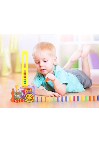 Can Oyuncak Pilli Dominolu Tren Kutulu 80 Parça Domino Taşı Dizen