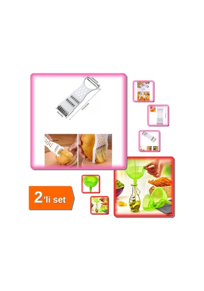 Rende Soyacak 5 Fonksiyonlu Sebze Meyve Patates Soyucu + Huni Seti 3 Parça 3 Boy - 2li Set R8n5k6 Ço Diğer