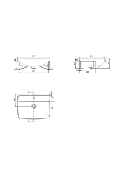 Turkuaz Cerastyle Duru Yarım Tezgah Üstü Lavabo 56x43 Cm