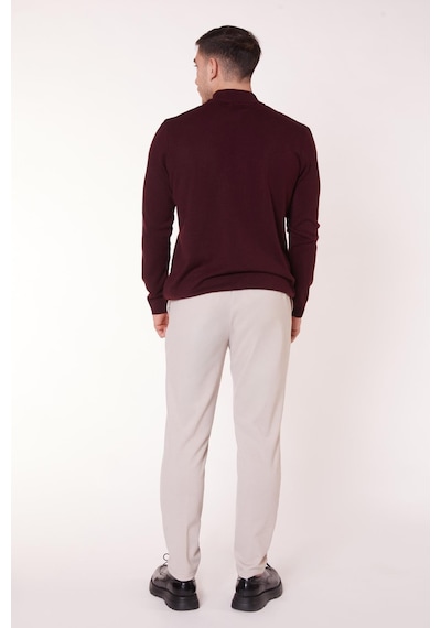Braccas Erkek Yandan Cepli Beli Yarım Lastikli Slim Fit Chino Bej Pantolon Bej