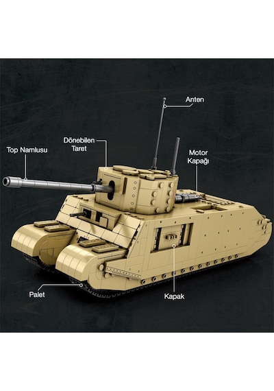 Reobrix 77032 World Of Tanks Togıı İngiliz Ağır Tankı British Heavy Tank Yaratıcı Yapı Blok Seti Building Blocks - 1427 Parça