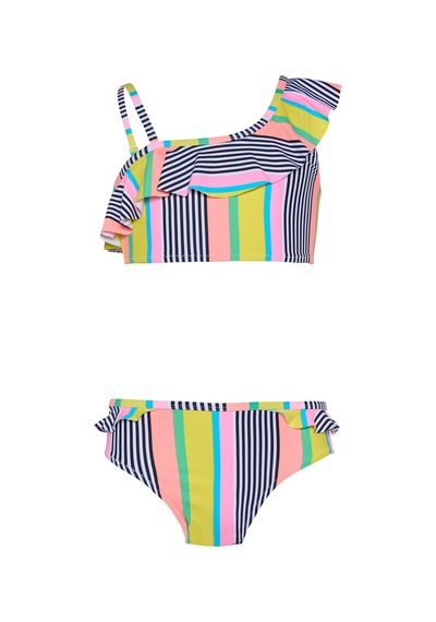 Toosalty Kız Çocuk Çok Renkli Çizgili Bikini Takımı 25sg010st Çok Renkli