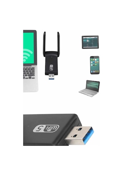 Mey İthalat Mbps Wifi Alıcı Kablosuz Wifi Adaptörü Çift Band Çift Antenli