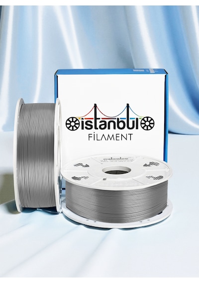 İstanbul Filament 3d Baskı Pla Filament Gümüş Renk 1 Kg Ø 1,75mm 0,05 Mm Bambu Lab Uyumlu 1.75mm