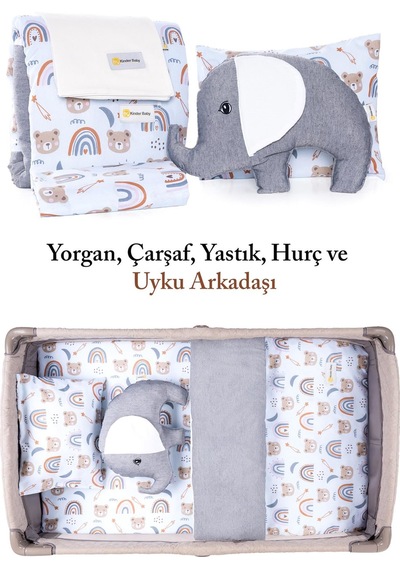 Kinder Baby Little One 5'li Oyun Parkı Uyku Seti Mavi Ayıcık
