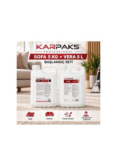 Profesyonel Halı Yıkama Başlangıç Seti Sofa 5 Kg + Vera 5 L Halı Koltuk Yıkama Deterjanı Ve Halı Oda Parfümü Diğer