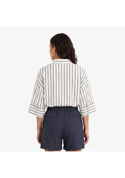 Nautica Kadın Beyaz Regular Fit Kısa Kollu Çizgili Gömlekçizgili65w311t