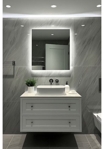 Digital Hayat Rgb Led Işıklı Kare Ayna Dekoratif Banyo Makyaj Aynası Sınırsız Renk Çok Renkli