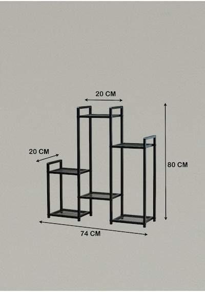 Uykula Modern Metal 6 Raflı Bitki Standı Dekoratif Saksılık Raf, Balkon & Salon Çiçeklik Standı