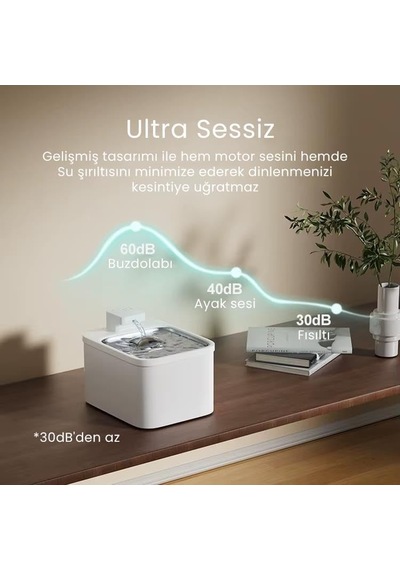 Aqua Flow 4l Çelik Hazne Wi-fi Bataryalı Akıllı Otomatik Kedi Köpek Su Pınarı Su Çeşmesi Su Şelalesi Ultra Se