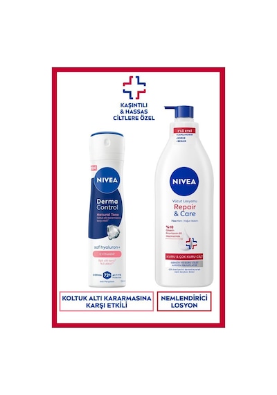 Kadın Sprey Deodorant Derma Control Natural Tone 150ml Ve Repair&care Nemlendirici Vücut Losyonu