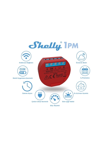 Shelly 1Pm - Akıllı Wi-Fi Röle Anahtar 16A