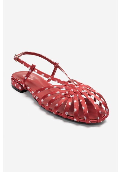 Luvi Shoes Lıss Kırmızı Beyaz Puantiyeli Kadın Sandalet