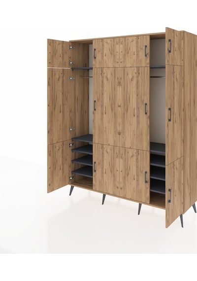 Hyperion Gardrop 10 Raflı 12 Kapaklı 2 Askılı 176x44x221 Çam-çam/antrasit Çam/antrasit Hyperion Gardrop 10 Raflı 12 Kapaklı 2 Askılı 176x44x221 Çam-çam/antrasit Çam/antrasit