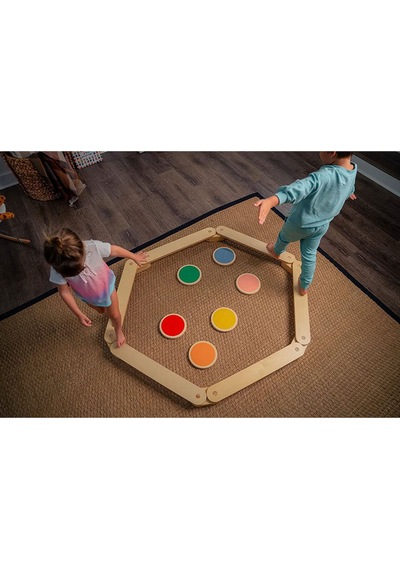 Montessori Ahşap Denge Kirişi, Denge Tahtası, Basamak Taşları, Aktivite Çocuk Oyuncağı 4 Sopa+4 Taş