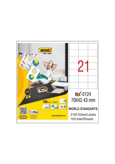 Ekstrafix Lazer Etiket - Fix5124 - 70X42.43 MM