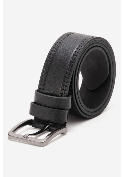 Dericlub Hakiki Deri 4.5 Cm Erkek Dikişli Spor Kemer 520 Siyah Siyah