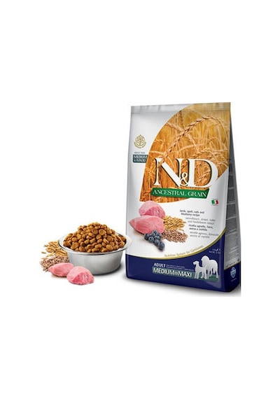 N&d Ancestral Grain Medium Maxi Yaban Mersinli Kuzulu Düşük Tahıllı Yetişkin Köpek Maması 12 Kg