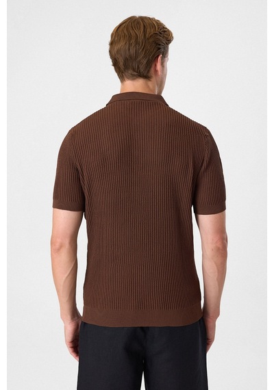 Back And Bond Regular Fit Düğmesiz Kahve Polo Yaka Tişört