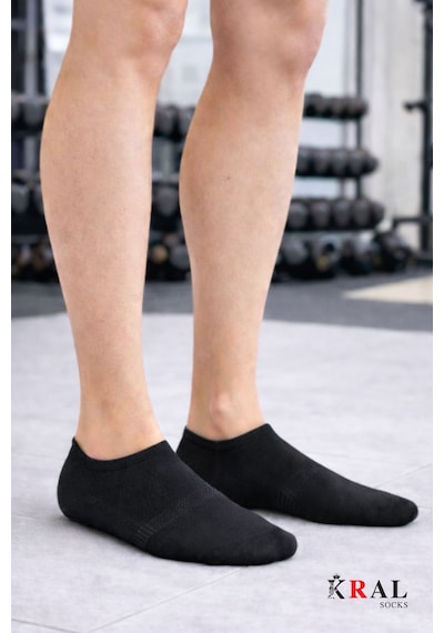 Kral Socks Erkek Snikers 6 Çift Bambu Dikişsiz Hassas Dokuma Terletmez Bambu Çorap Siyah