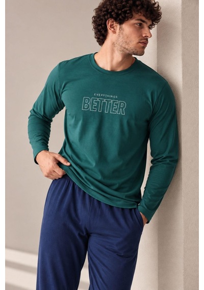 Gd Goldoremi Erkek Everythings Better Orta Kalın Regular Manşetli Uzun Kollu Pijama Takım Yeşil Gd Goldoremi Erkek Everythings Better Orta Kalın Regular Manşetli Uzun Kollu Pijama Takım Yeşil