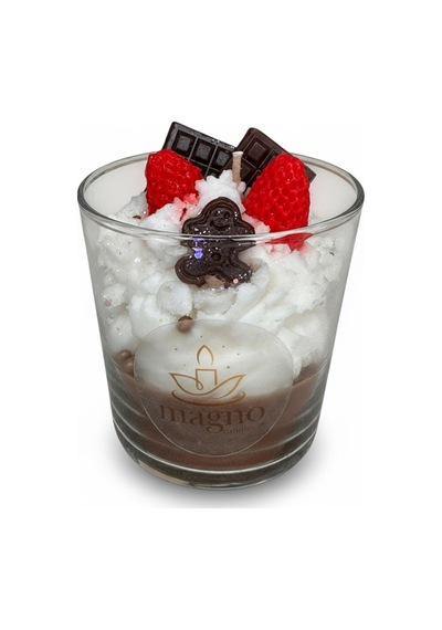 Kremalı Çikolatalı Çilekli Magnolia Soya Mum Kırmızı