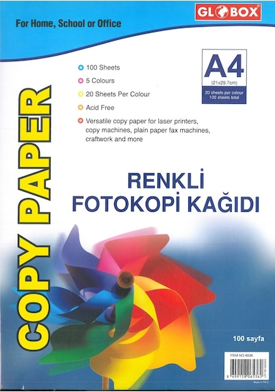 Globox Smartkıds Renkli A4 Fotokopi Kağıdı 100'lü 60-70 G