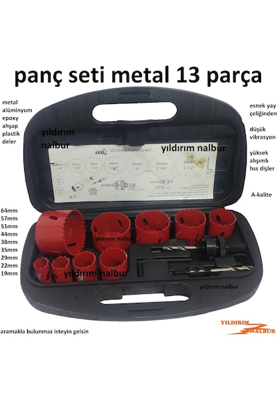 Metal Panç Seti 13 Parça Ahşap Delme Plastik Panç Hss Uç Matkaba
