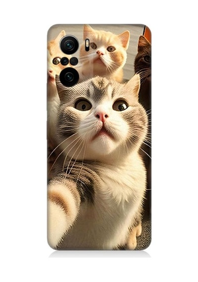 Xiaomi Redmi K40 Uyumlu Selfie Kediler Desenli Silikon Kılıf