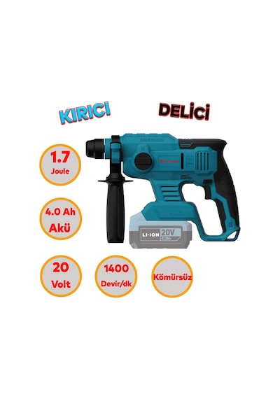 Catpower 4235 Akülü Kömürsüz Li-ion 20 V 4.0 Ah Batarya Avuç Taşlama Kırıcı Delici Darbeli Vidalama