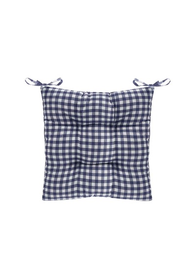 Nuvomonn Kareli Sandalye Minderi - Lacivert - 40x40 Cm Renkli