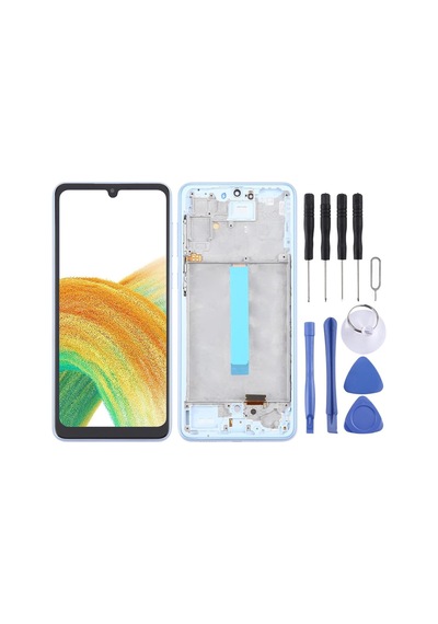 Samsung Uyumlu Galaxy A33 Oled Lcd Ekran Dokunmatik Full Çıtalı Tam Boyutlu Mavi Sm-a336