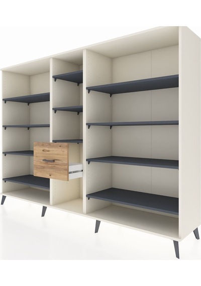 Hyperion Dolap 11 Raflı 3 Çekmeceli 220x44x163 Aytaşı-antrasit/ç Aytaşı-antrasit/çam Hyperion Dolap 11 Raflı 3 Çekmeceli 220x44x163 Aytaşı-antrasit/ç Aytaşı-antrasit/çam