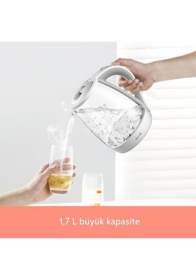Sh30w 1,7lt Mavi Işıklı Cam Kettle & Su Isıtıcı