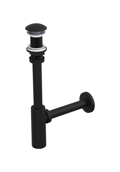 Moon Ayarlanabilen Lavabo Sifonu Siyah Taşmasız 300mm Başlıklı Abs
