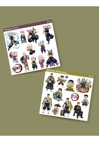 Demon Slayer Gyomei Himejima - Tengen Uzui 2 Li Set Anime Sticker Çıkartma Minithingsart
