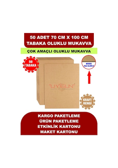 50 Adet 70cm X 100cm Baskısız Tabaka Oluklu Mukavva, Çocuk Etkinlik Kartonu, Maket Kartonu, Kargo Kartonu