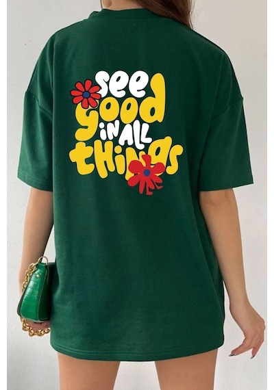 Uyguntarz Unisex Good Things Tasarım T-shirt Yeşil