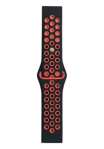 Ugr02 Watch 22mm Spor Delikli Kordon - Siyah-kırmızı