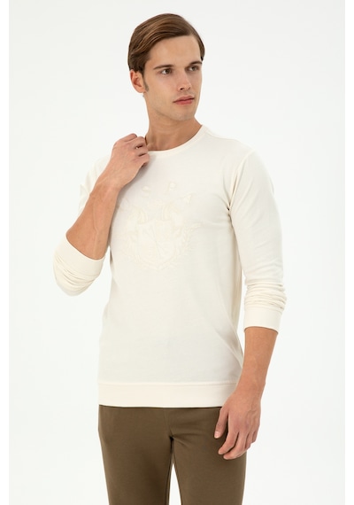 U.S. Polo Assn. Erkek Regular Fit Bisiklet Yaka Krem Sweatshirt 50290582-VR071