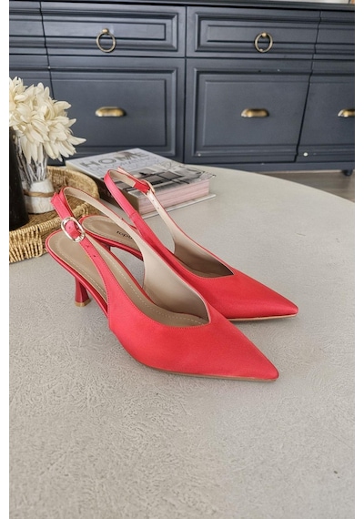 10 44 Topukla Kadın Arkası Açık Kadeh Topuklu Stiletto Abiye Ayakkabı Kırmızı Saten 10 44 Topukla Kadın Arkası Açık Kadeh Topuklu Stiletto Abiye Ayakkabı Kırmızı Saten