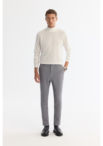 Avva Erkek Gri Yandan Cepli Dokulu Bi-stretch Slim Fit Pantolon A42y3211
