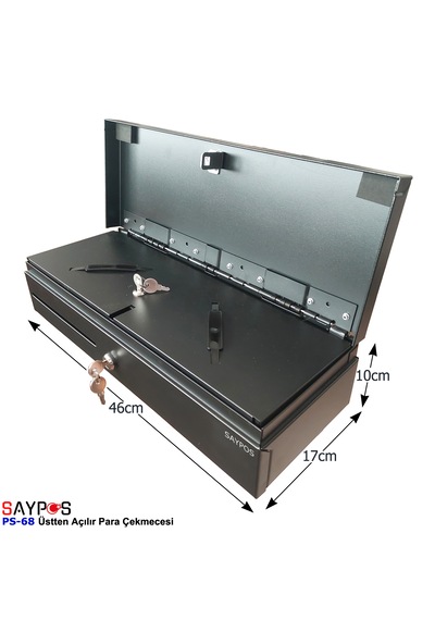 24v Flip Top Para Çekmecesi Anahtardan Ve Pos Bağlantılı Üstü Açılır Metal Para Kasası 46x17x10cm