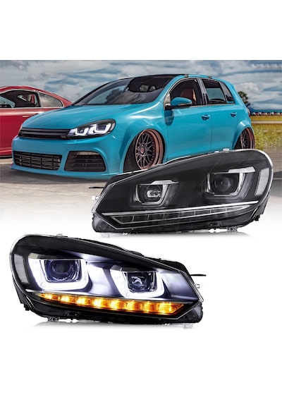 Vw Golf 6 Mk6 2009-2012 Çift U Ledli Ön Far