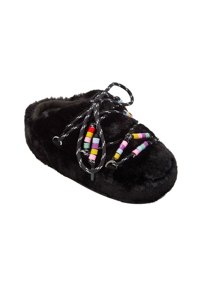 N001 Black Terlik Kadın Diğer 80d1460250-n001 Moon Boot Mule Faux Fur Beads Black Siyah