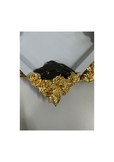 6 Adet Paslanmaz Gold Gül Detaylı Kahve Pasta Sunum Tepsisi Altın